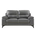 Dunkelgraues Zweisitzersofa aus Leder und Kunstleder mit Metallbeinen