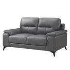 Dunkelgraues Zweisitzersofa aus Leder und Kunstleder mit Metallbeinen