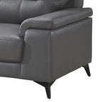 Dunkelgraues Zweisitzersofa aus Leder und Kunstleder mit Metallbeinen