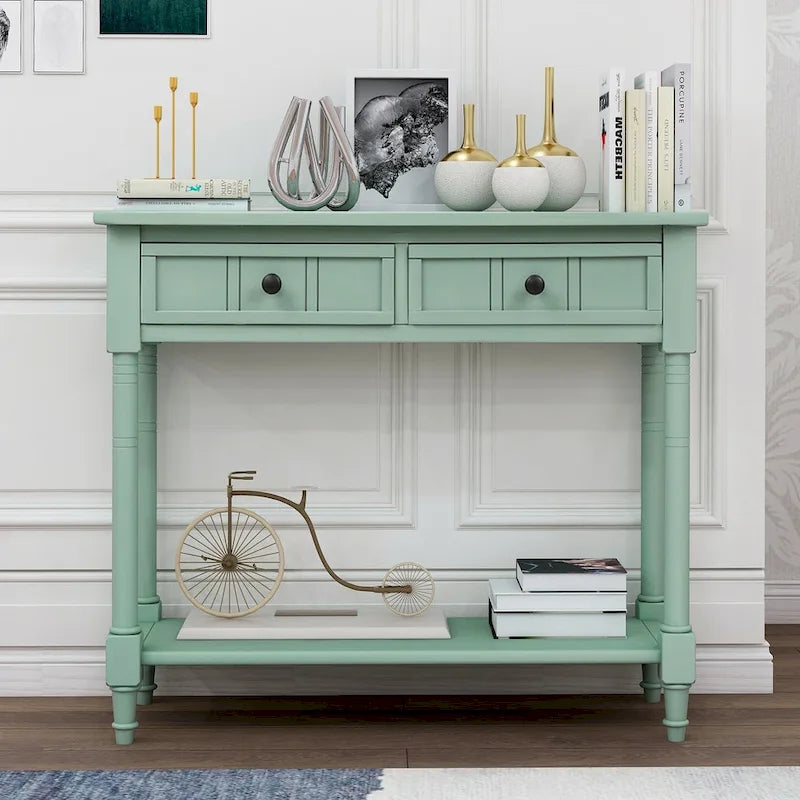 Console Table with Two Drawers and Lower Shelf