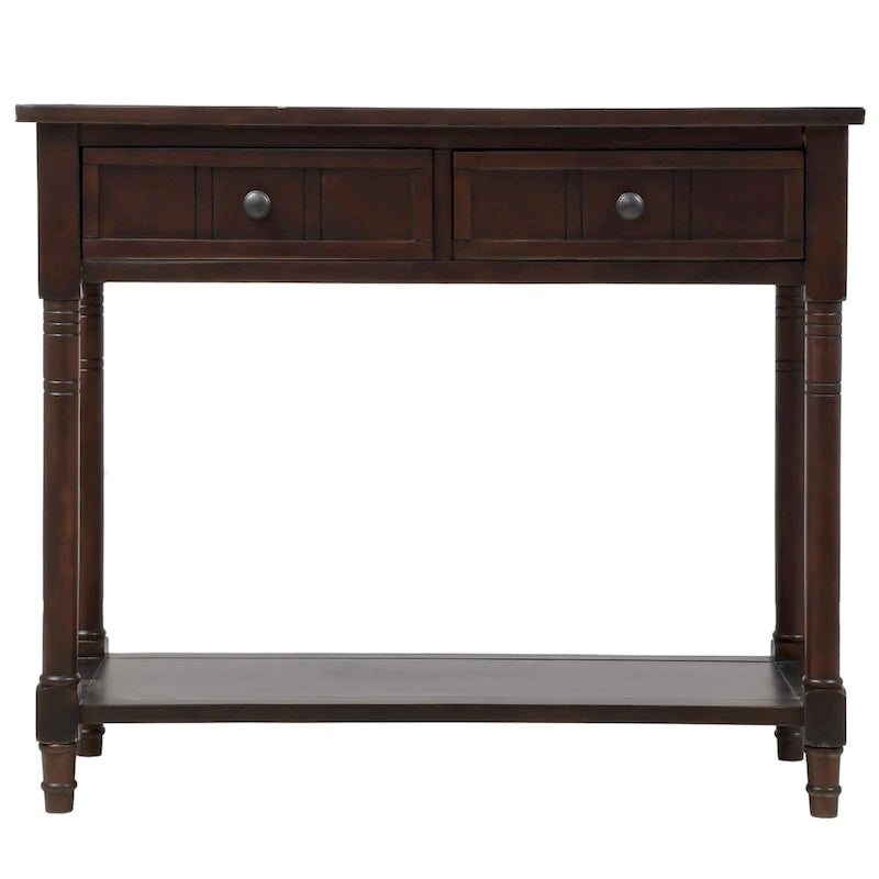 Console Table with Two Drawers and Lower Shelf