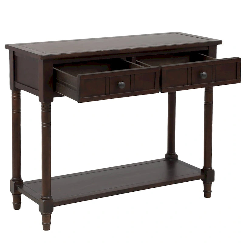 Console Table with Two Drawers and Lower Shelf