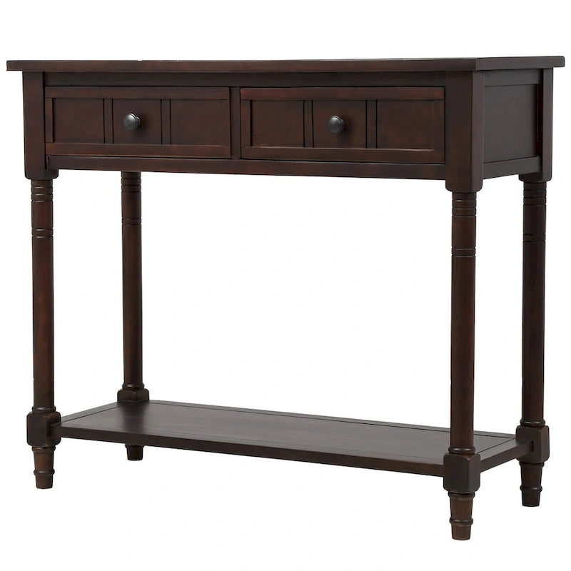 Console Table with Two Drawers and Lower Shelf