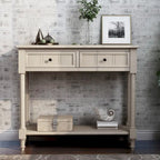 Console Table with Two Drawers and Lower Shelf