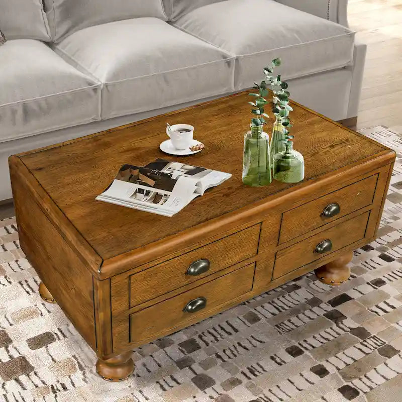Rechteckiger Couchtisch mit 4 Schubladen